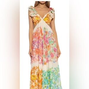 Floral dress with cutouts - S